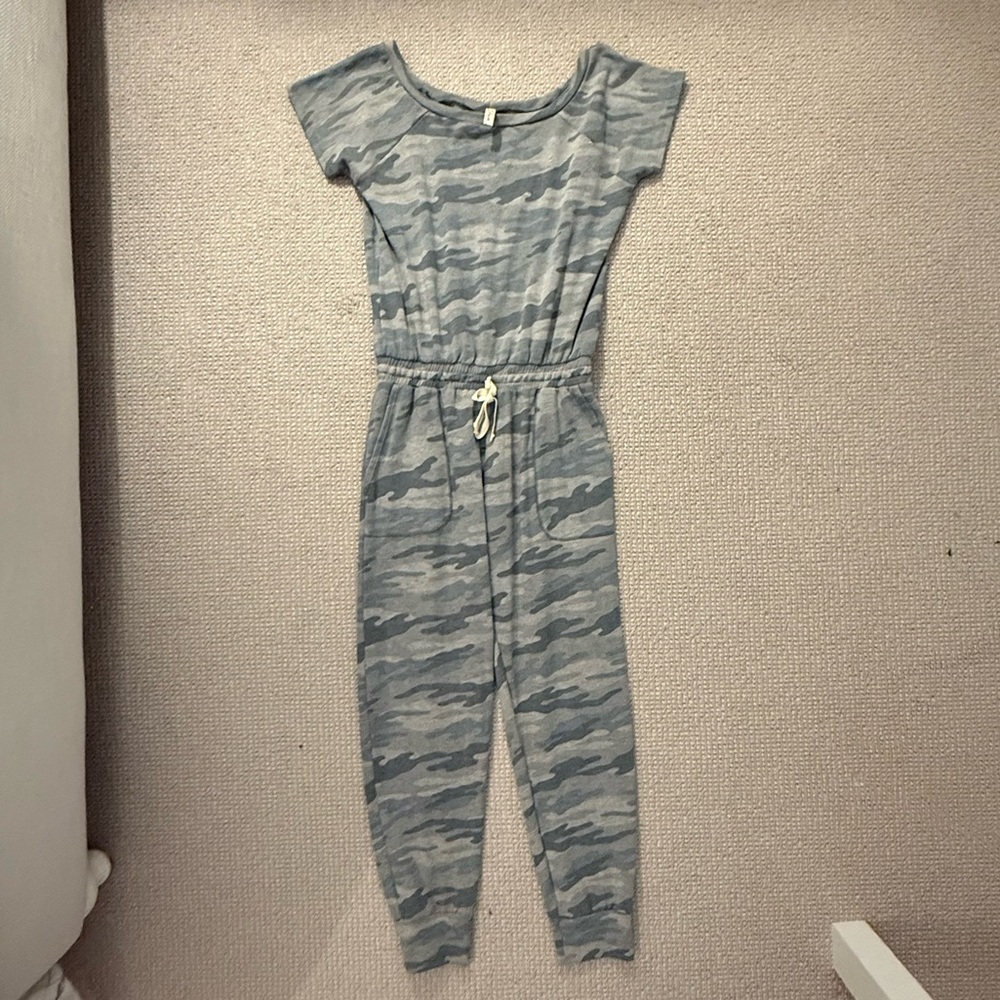 Gray and Green Camouflage Jumpsuit